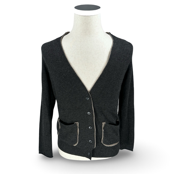 360 Cashmere Cardigan Sweater Women’s Medium Charcoal Gray Cashmere Wool Blend - Picture 1 of 10